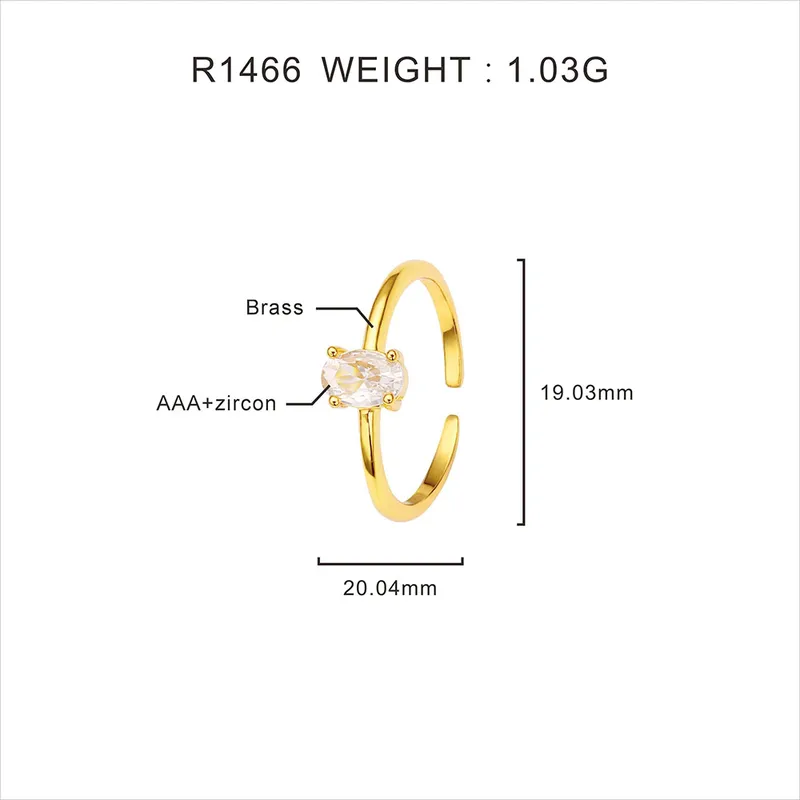 Oval Stone Open Ring